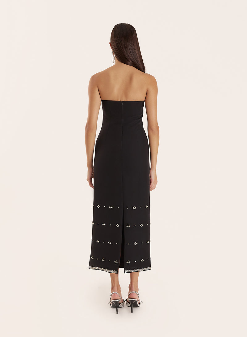 Black Embellished Bandeau Midaxi Dress- Harvey