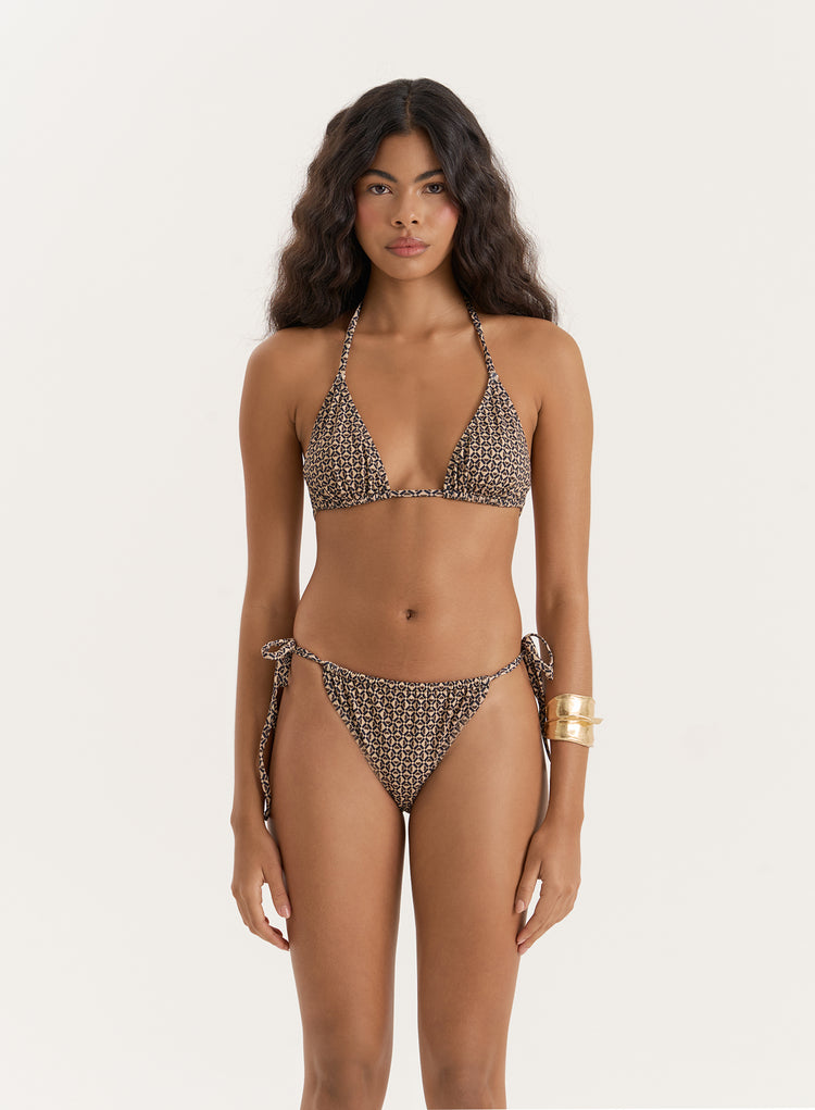 Geo Print Triangle Bikini Top-Jojo