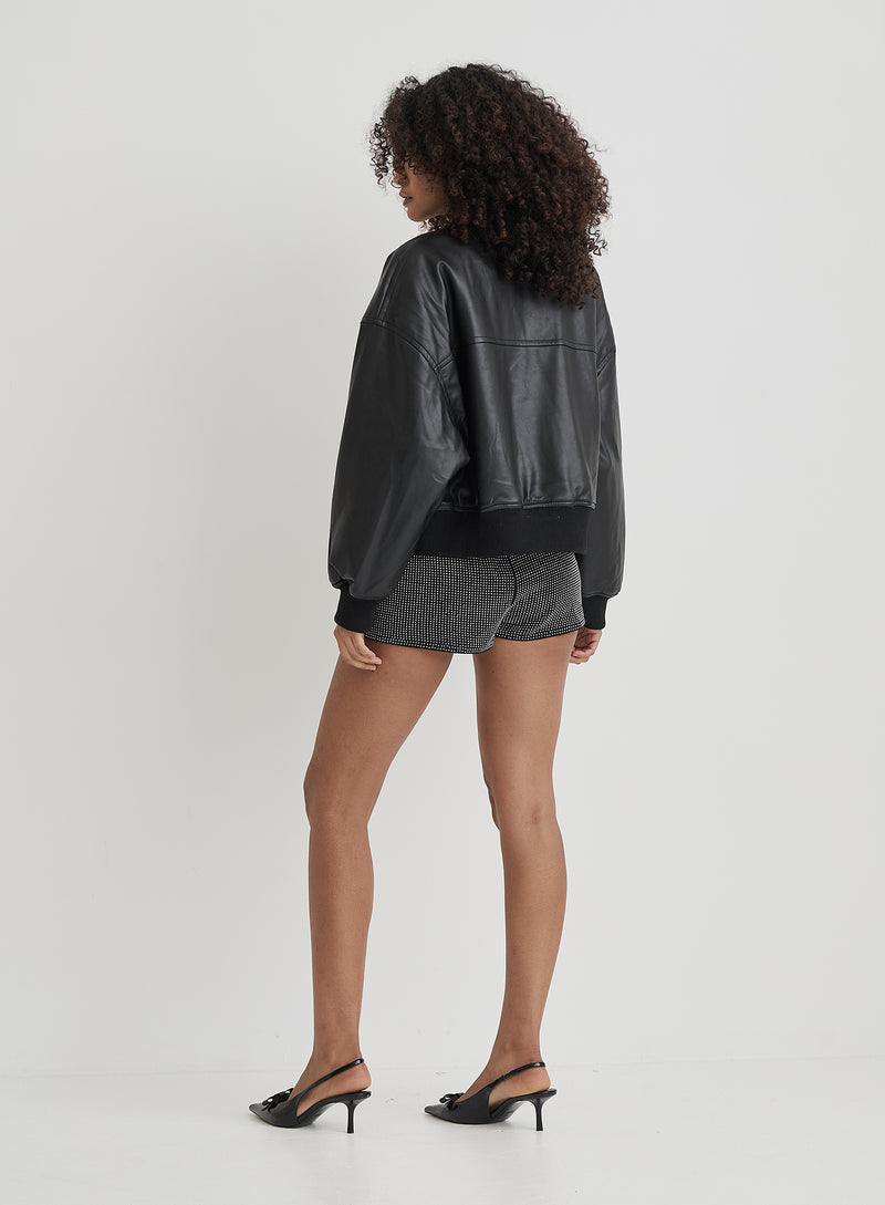 Black Embellished Hotpant Shorts- Bexley