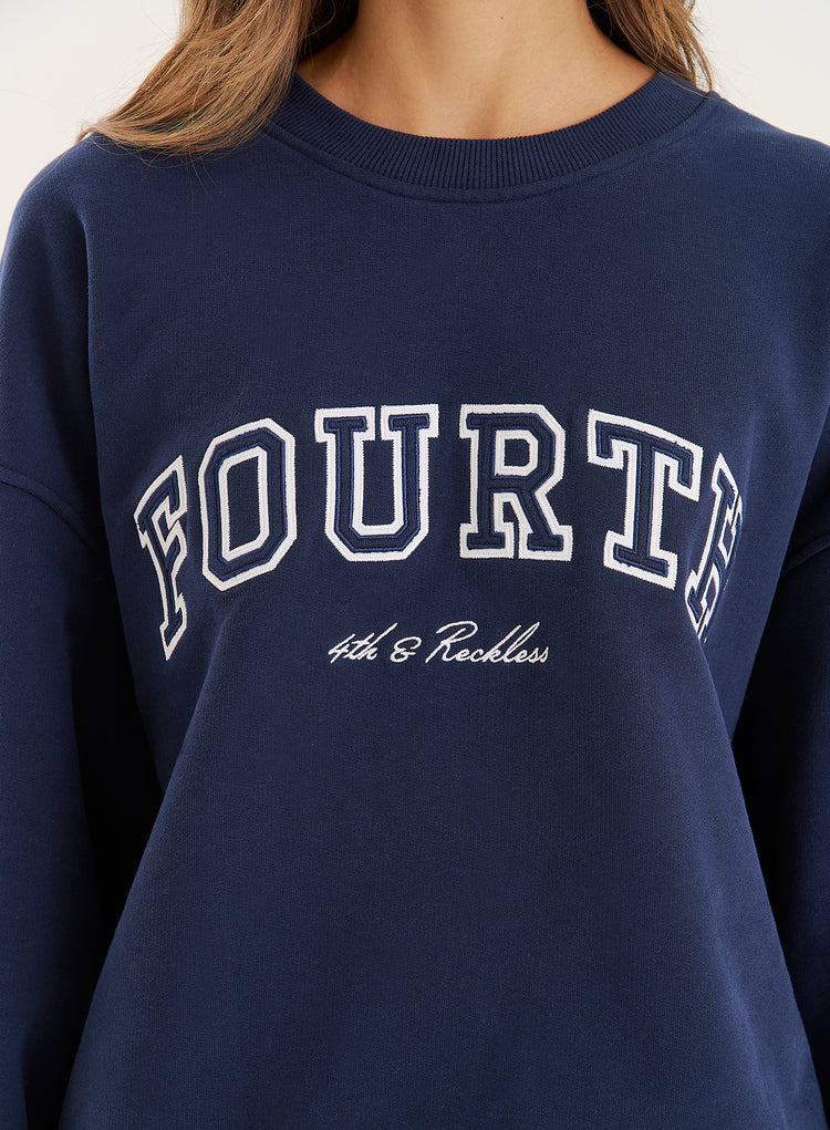 Navy Fourth Embroidered Branded Sweatshirt- Leon
