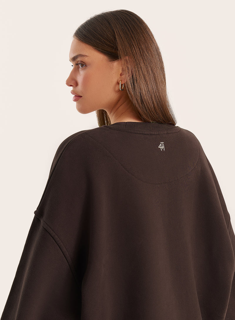 Chocolate Fourth Script Slogan Sweatshirt