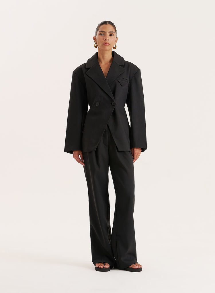 Black Tailored Wide Leg Trouser- Reese