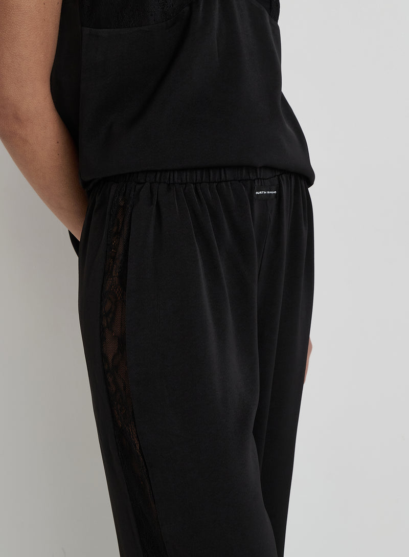 Black Satin Pyjama Trouser- Belle