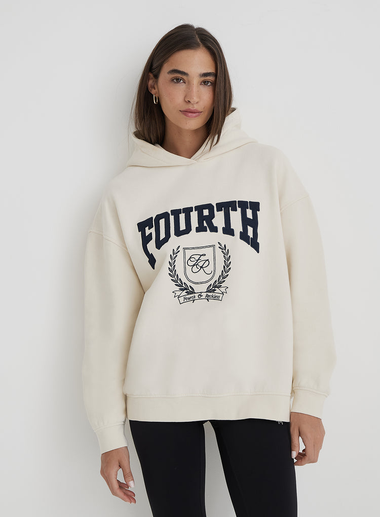 Cream Fourth Varsity Emblem Hoodie- Harlow