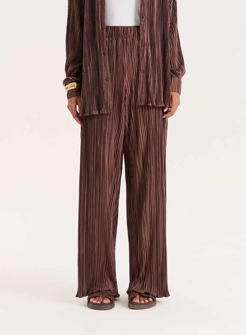 Chocolate Plisse Trouser- Palais