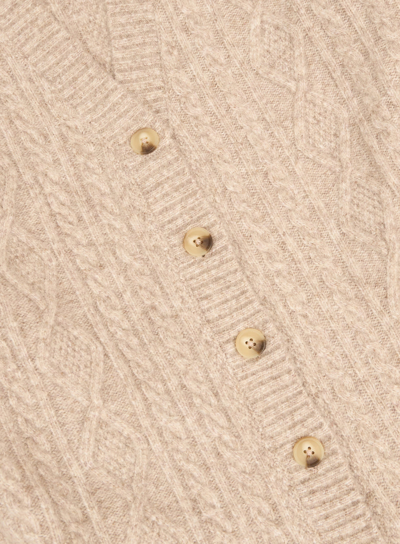 Taupe Cable Knit Longline Cardigan