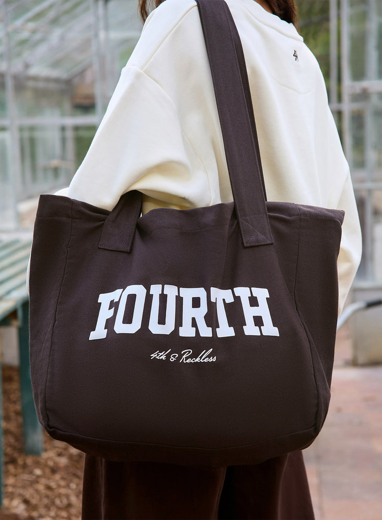 Chocolate Contrast Slogan Tote Bag- Rosie