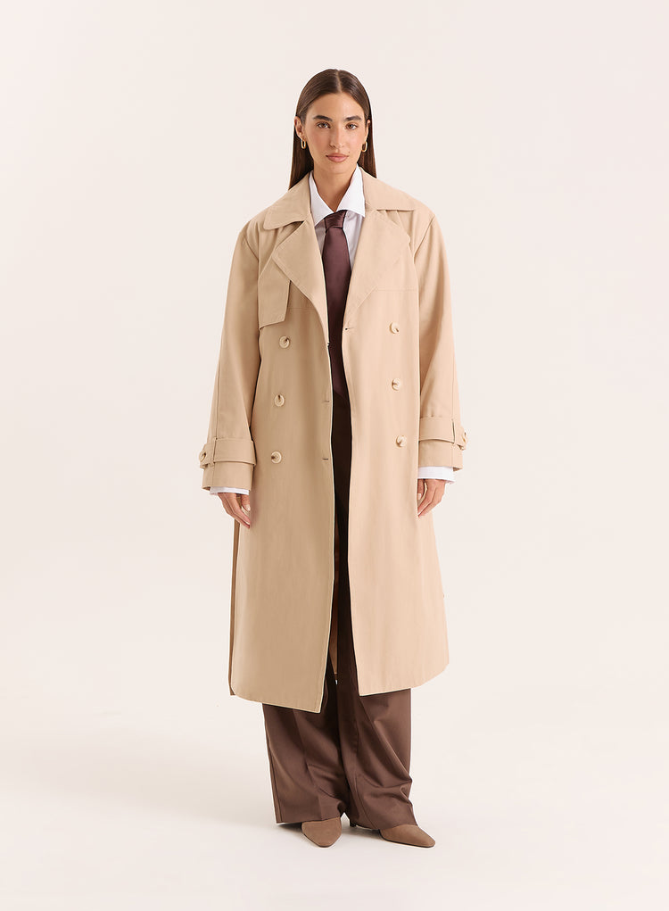 Beige Belted Trench Coat- Tabi