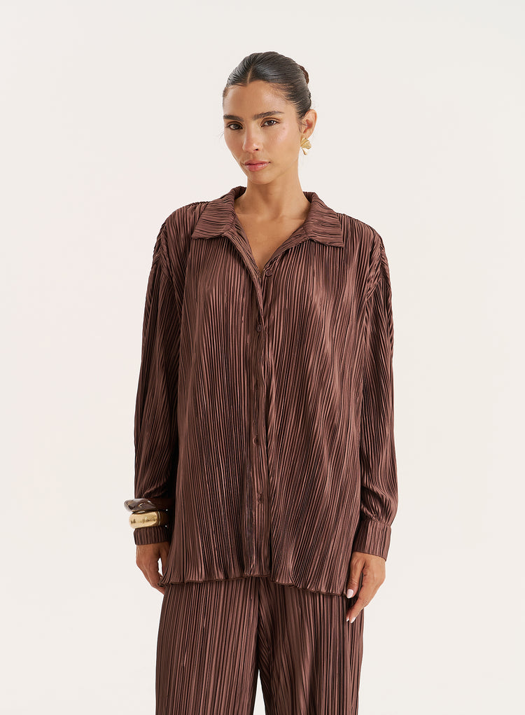 Chocolate Plisse Shirt- Palais