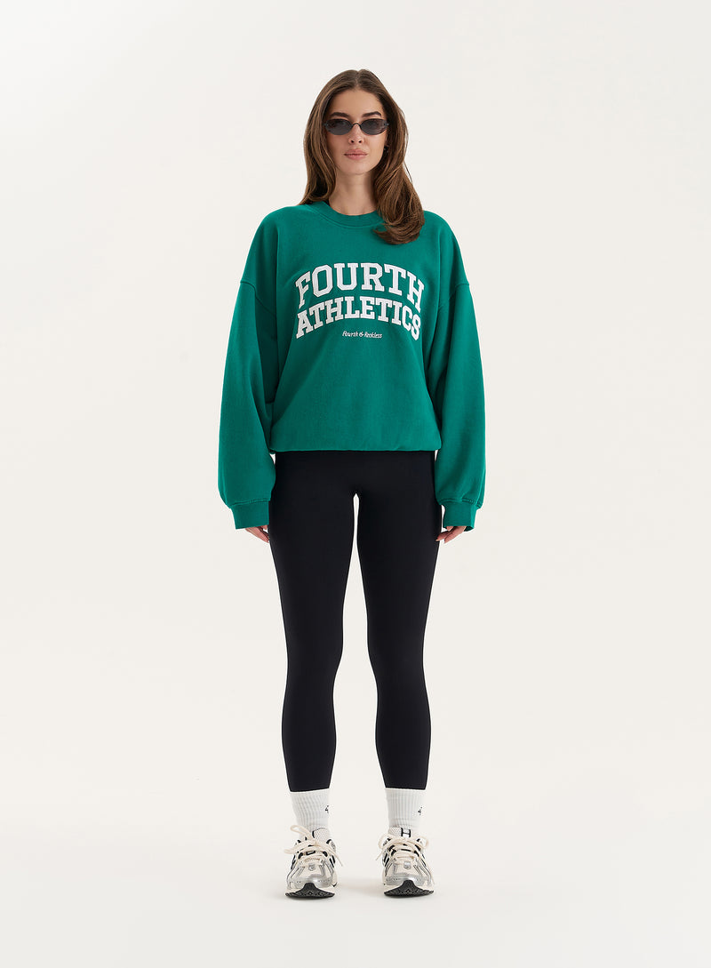 Green Fourth Athletics Slogan Oversized Sweatshirt- Aviva