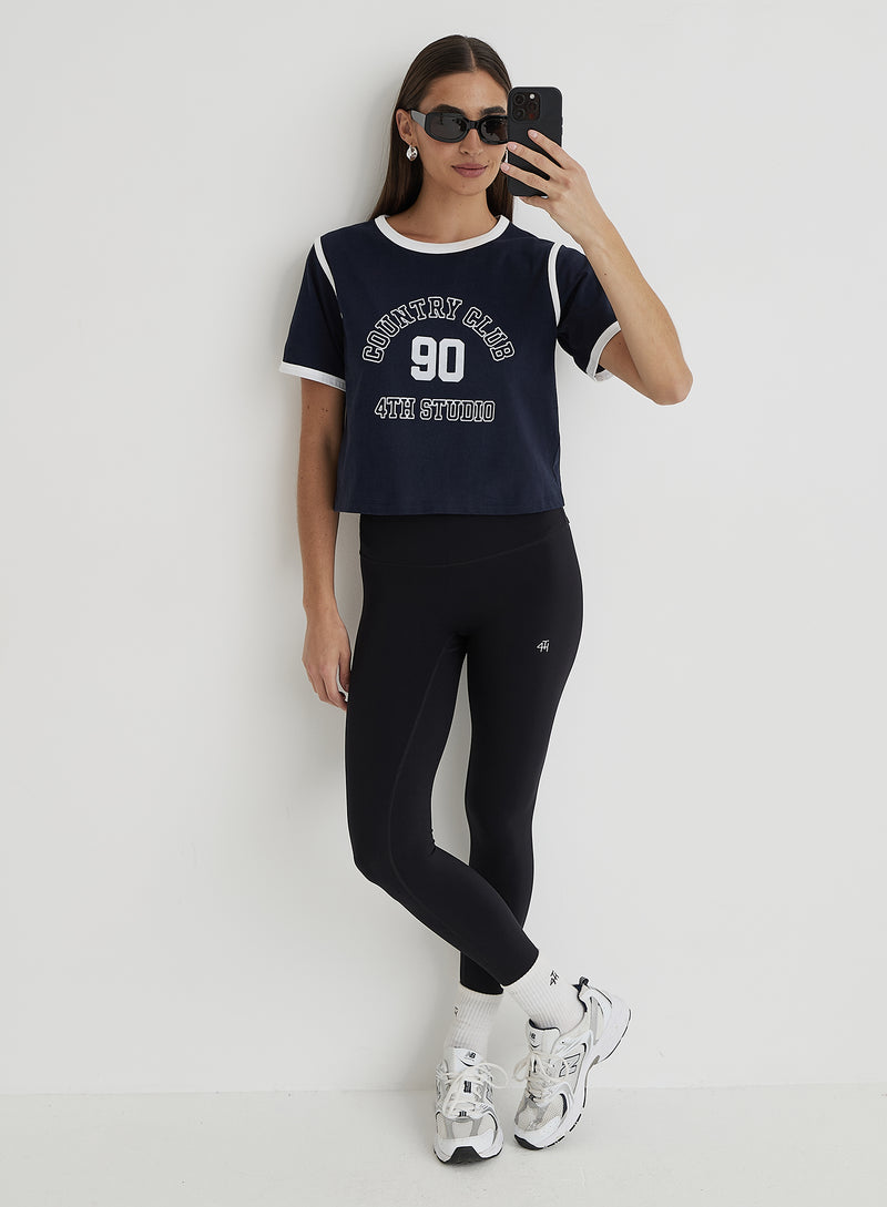 Navy Country Club Cropped T-Shirt- Raine