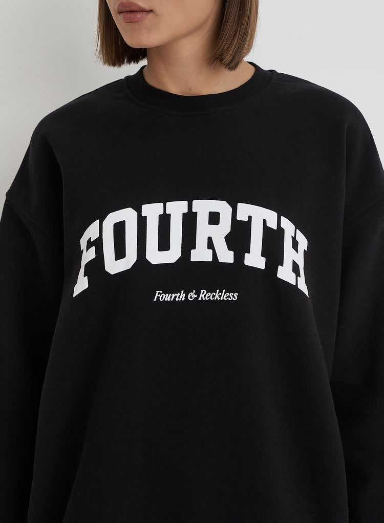 Black Fourth Slogan Classic Longline Sweatshirt- Jen