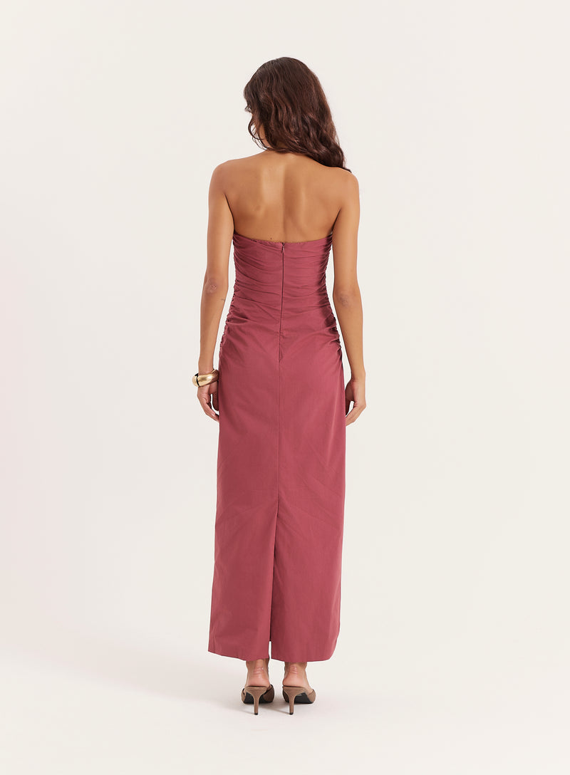 Dusky Rose Bandeau Ring Detail Cut Out Maxi Dress- Winnie