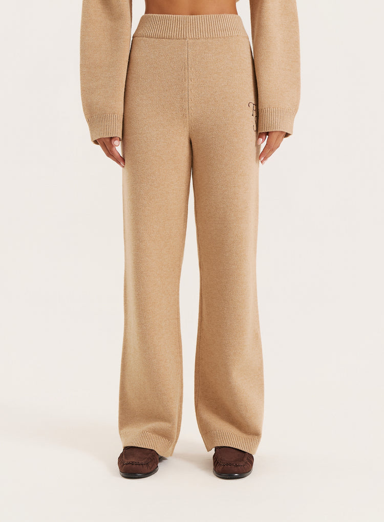 Camel Knitted Fourth Studio Wide Leg Trousers- Jackson