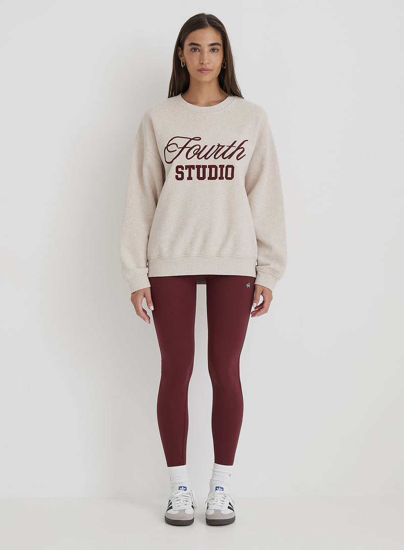 Oatmeal Fourth Studio Slogan Oversized Sweatshirt- Chester