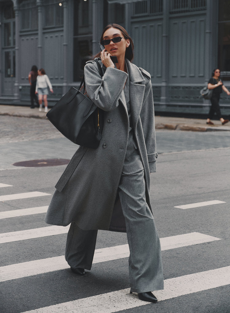 Grey Tailored Belted Trench Coat- Anderson