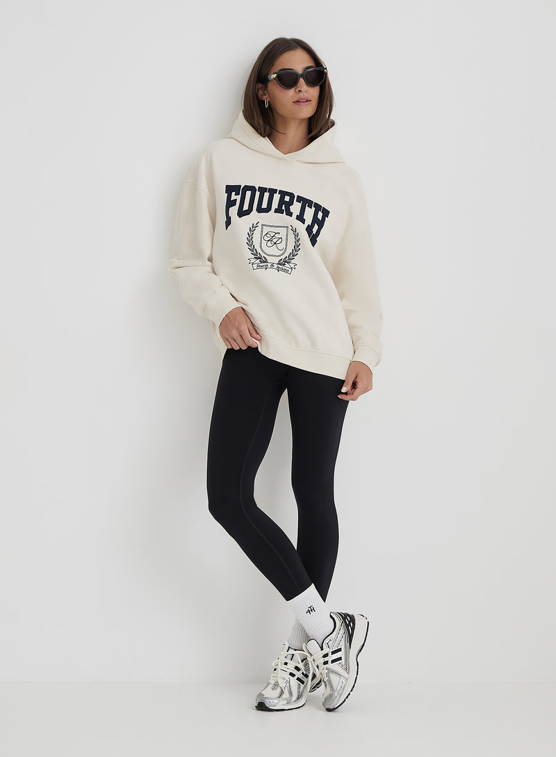 Cream Fourth Varsity Emblem Hoodie- Harlow