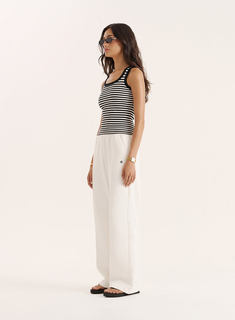 Black And White Stripe Knitted 4th Vest Top- Tamil