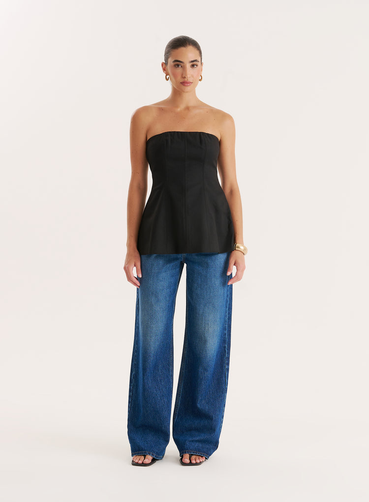 Black Tailored Bandeau Top- Barrow