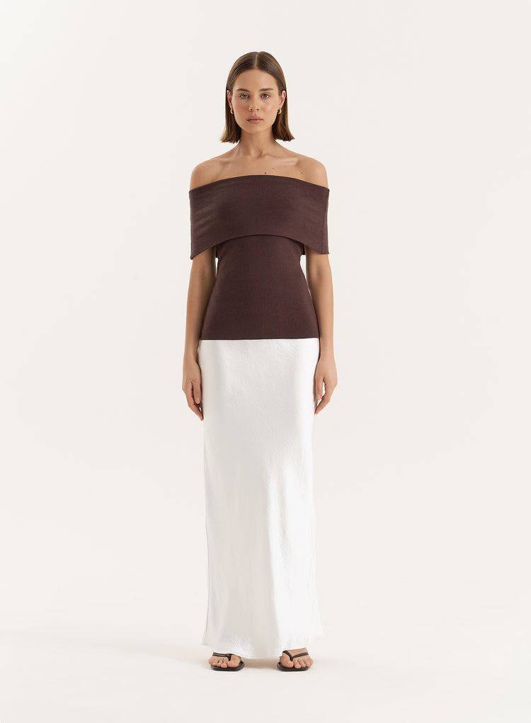 Chocolate Bandeau Longline Knitted Top- Marsha