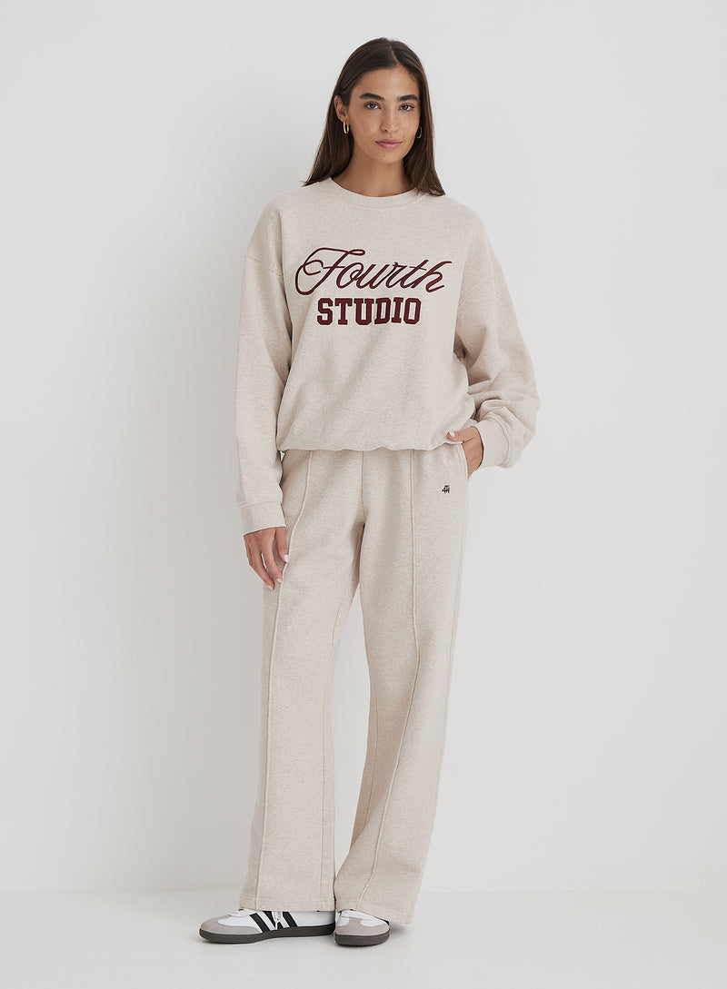 Oatmeal Fourth Studio Slogan Sweatshirt- Chester