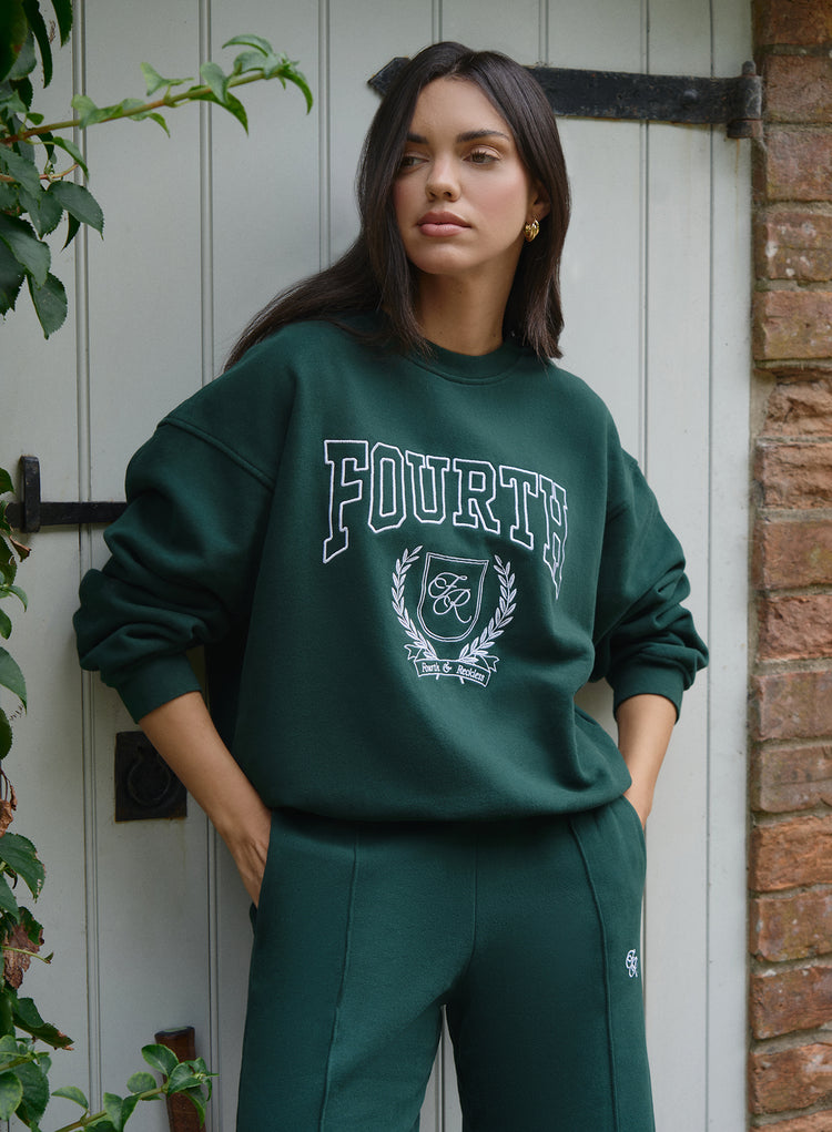 Green Fourth Varsity Relaxed Sweatshirt- Forrest