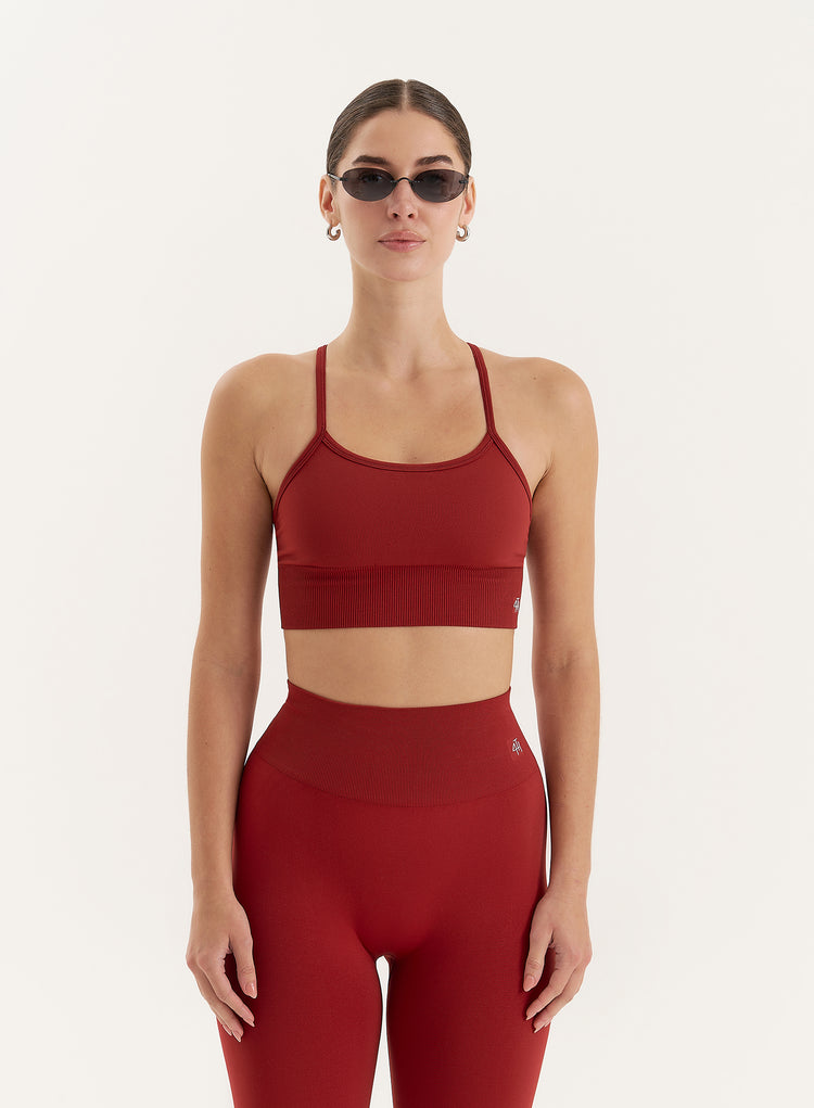 Red Racer Back Seamless Sports Bra- Jenna