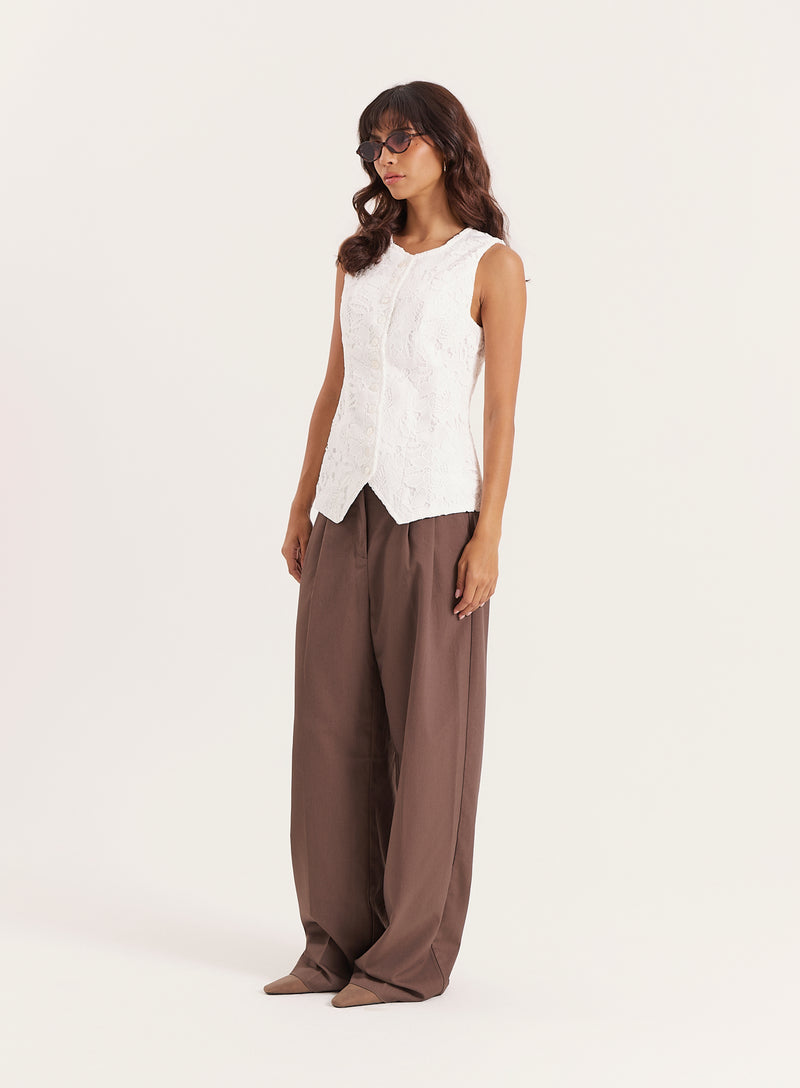 White Broderie Lace Waistcoat- Becki