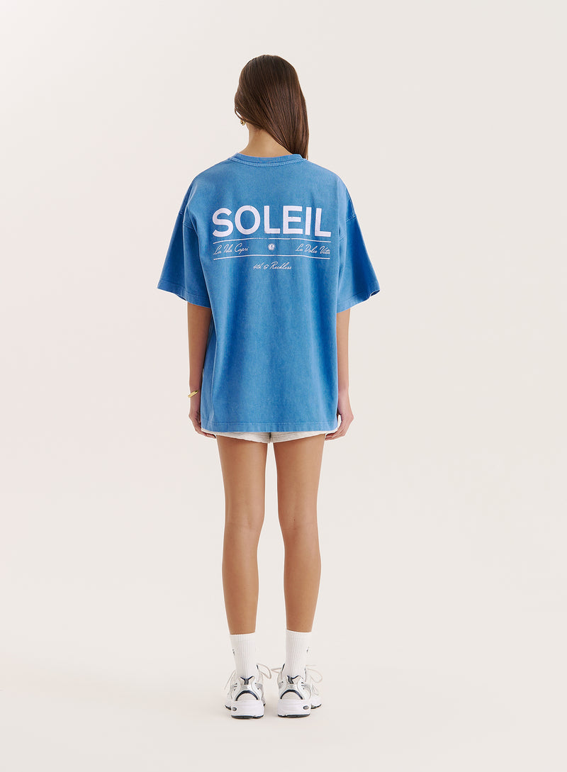 Blue Acid Wash Back Graphic Printed T-Shirt- Mia