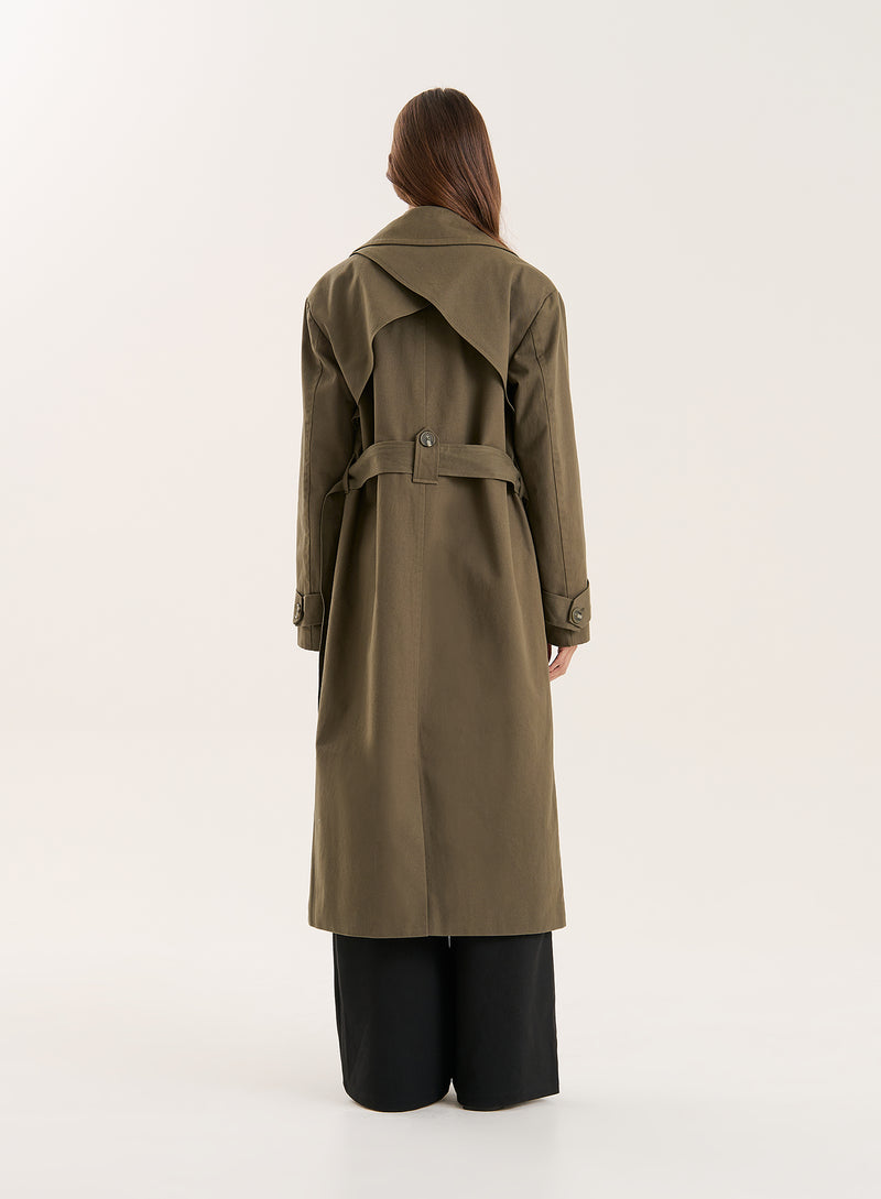 Khaki Belted Trench Coat- Tabi