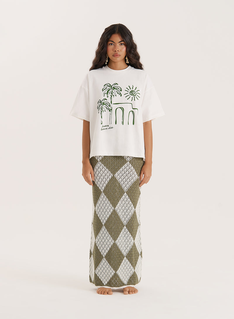 Off White Palm Print Graphic T-Shirt- Maurie
