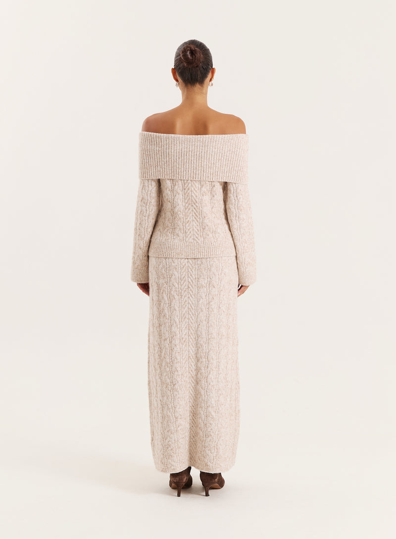 Camel Knitted Foldover Bandeau Top