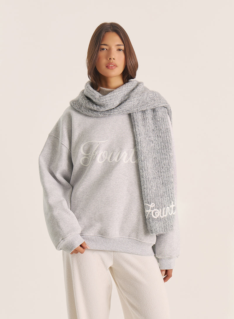 Light Grey Fourth Script Slogan Sweatshirt