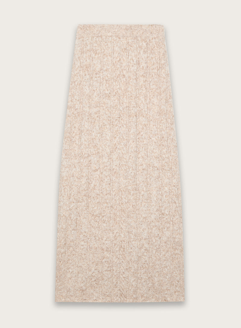 Camel Cable Knitted Maxi Skirt