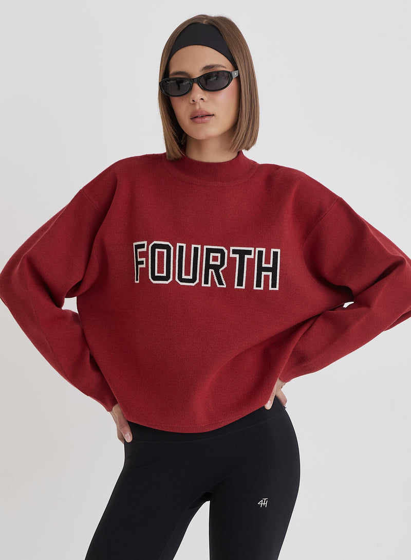 Red Fourth Branded Knitted Oversized Jumper- Lidia