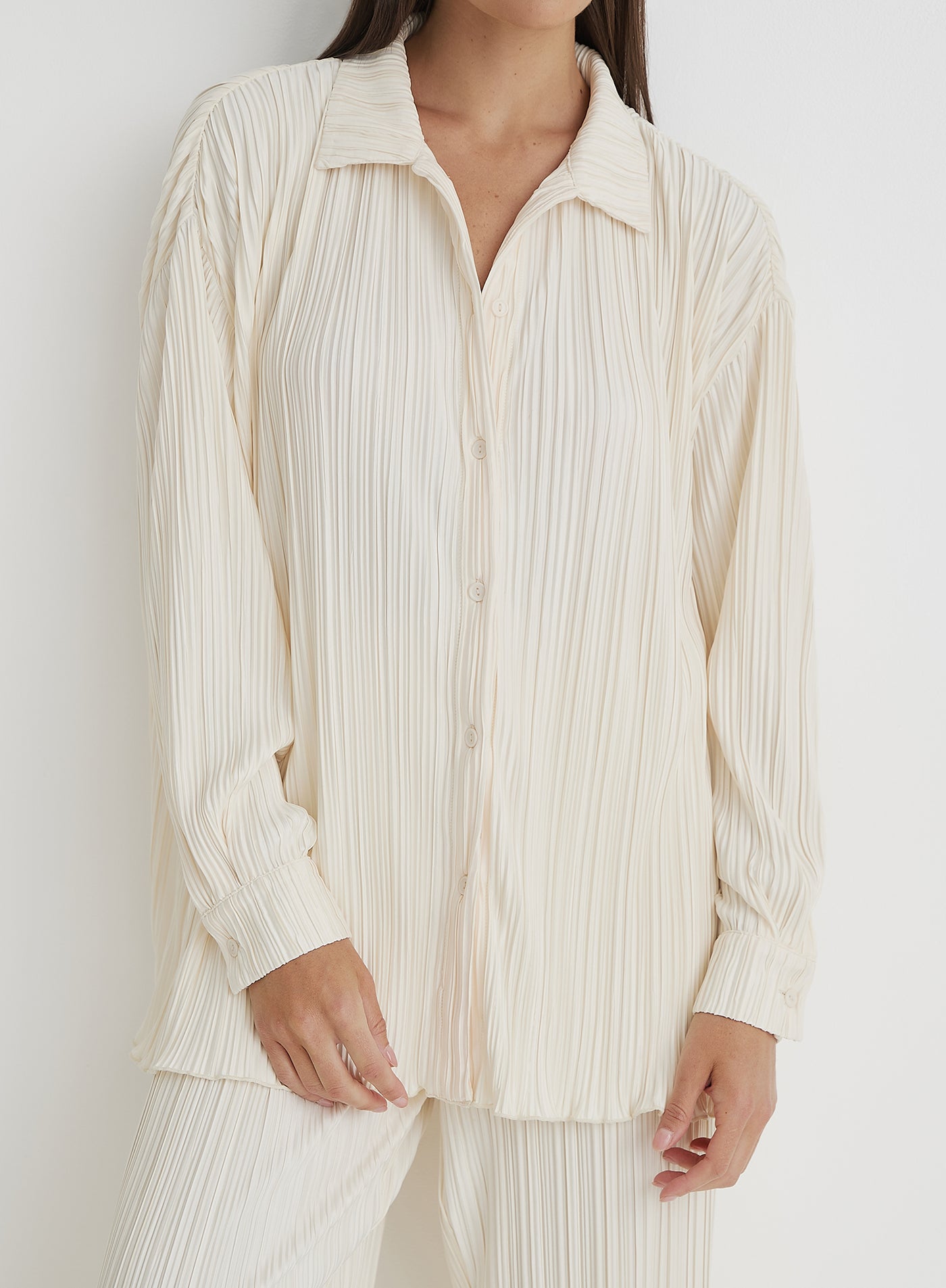 Women's Cream Plisse Shirt | Palais | 4th & Reckless