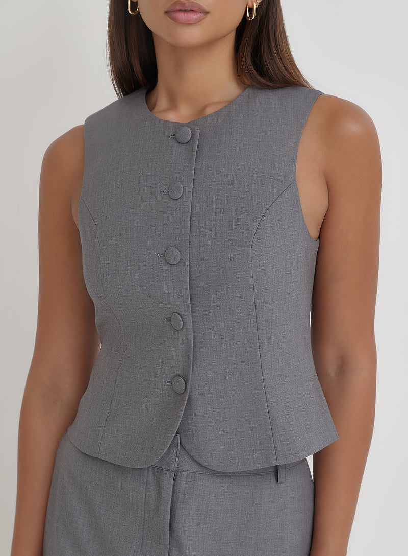 Grey Tailored Waistcoat- Hallie