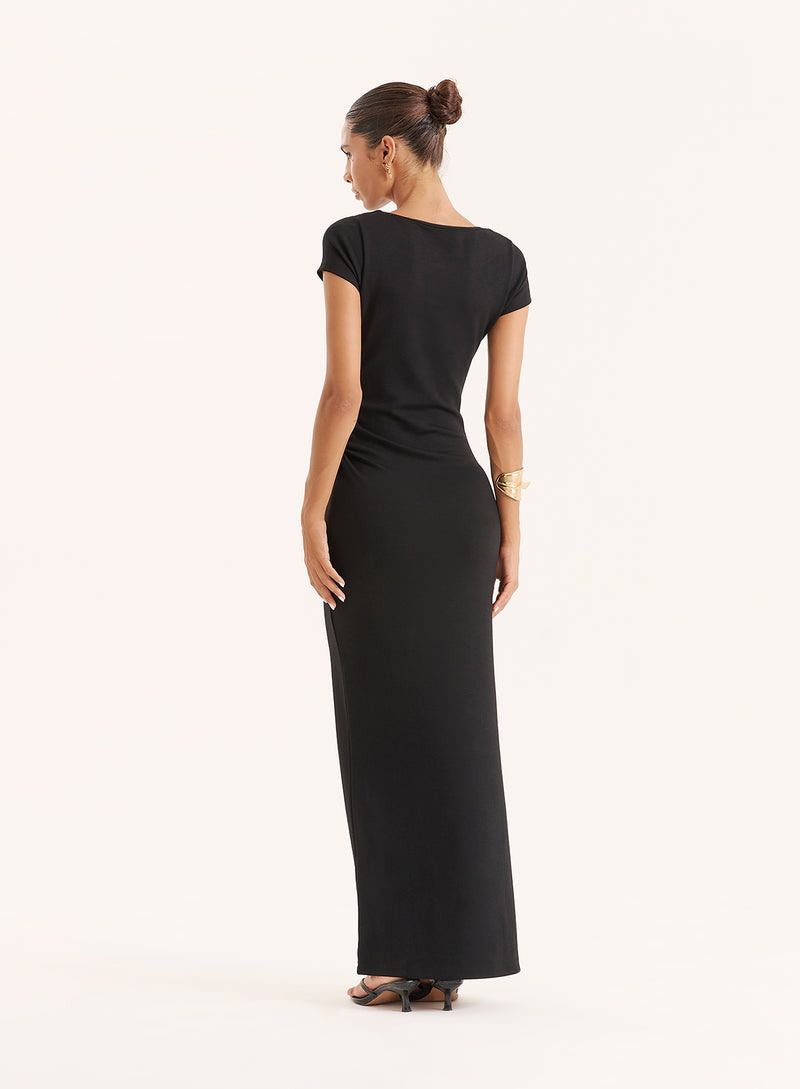 Black Jersey Cut Maxi Dress- Aleixo
