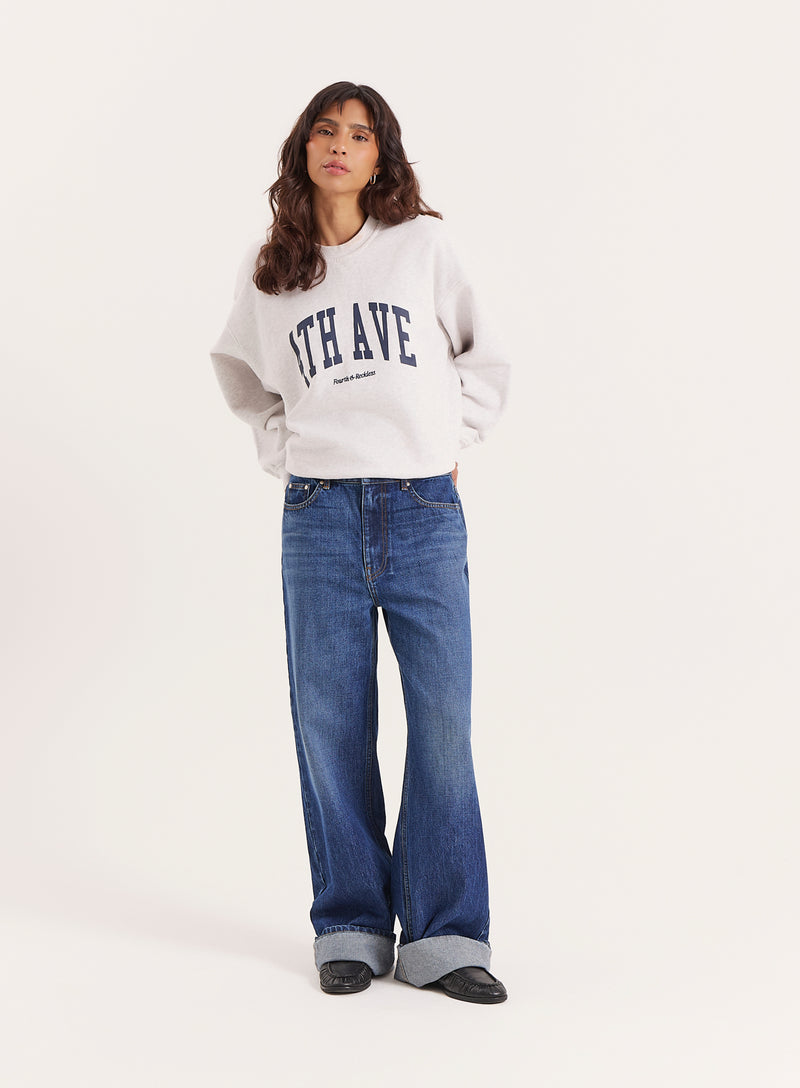 Grey 4th Avenue Slogan Oversized Sweatshirt- Avenue