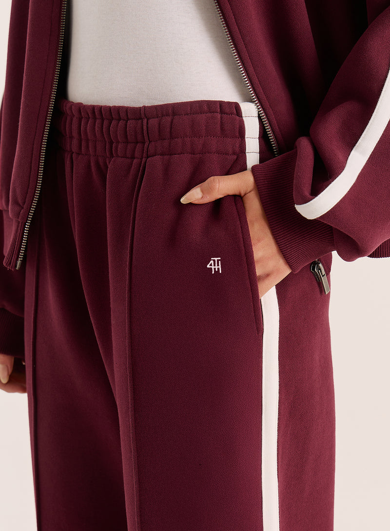 Burgundy Side Striped 4th Branded Joggers
