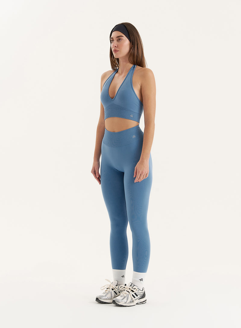 Blue Halter Neck Seamless Sports Bra- Sammie