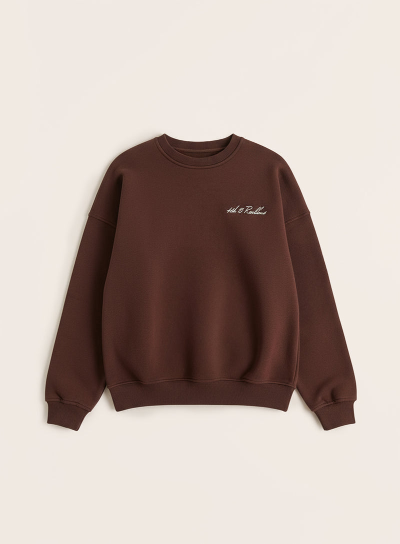 Chocolate Embroidered Script Logo Sweatshirt