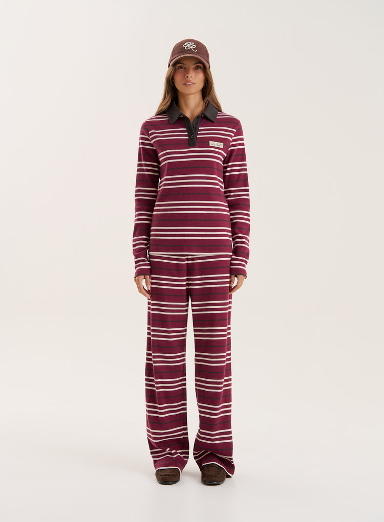 Multi Striped Ribbed Jersey Trousers- Liliana