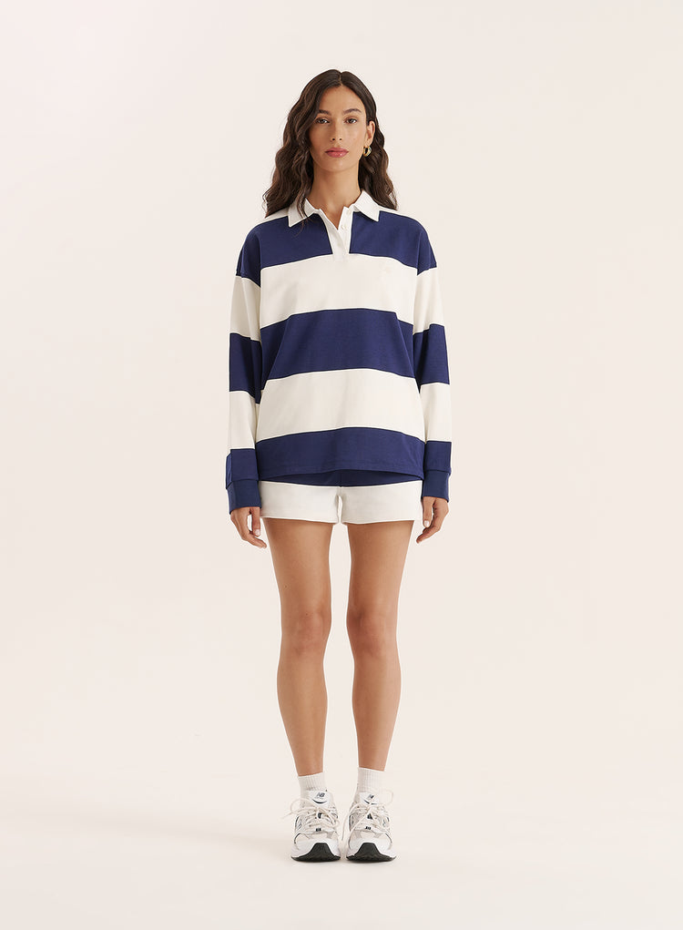 Navy And White Stripe Boxer Short- Alba