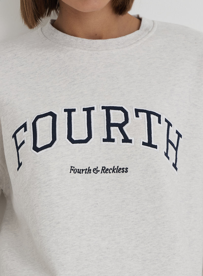 Grey Fourth Slogan Classic Longline Sweatshirt- Jen