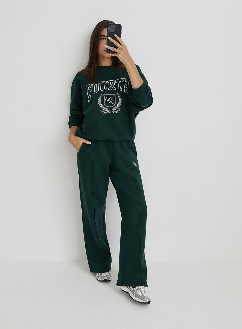 Green Fourth Branded Wide Leg Jogger- Forrest