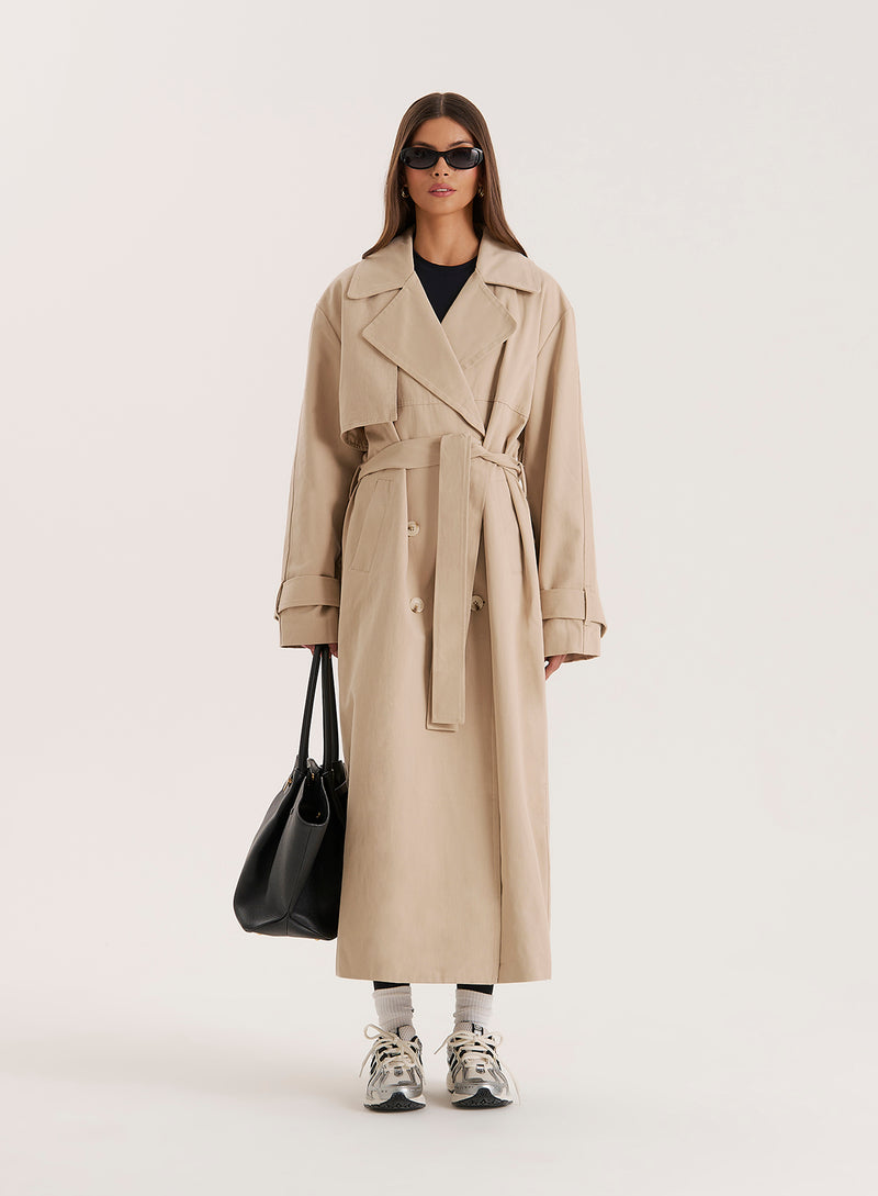 Beige Belted Trench Coat- Tabi