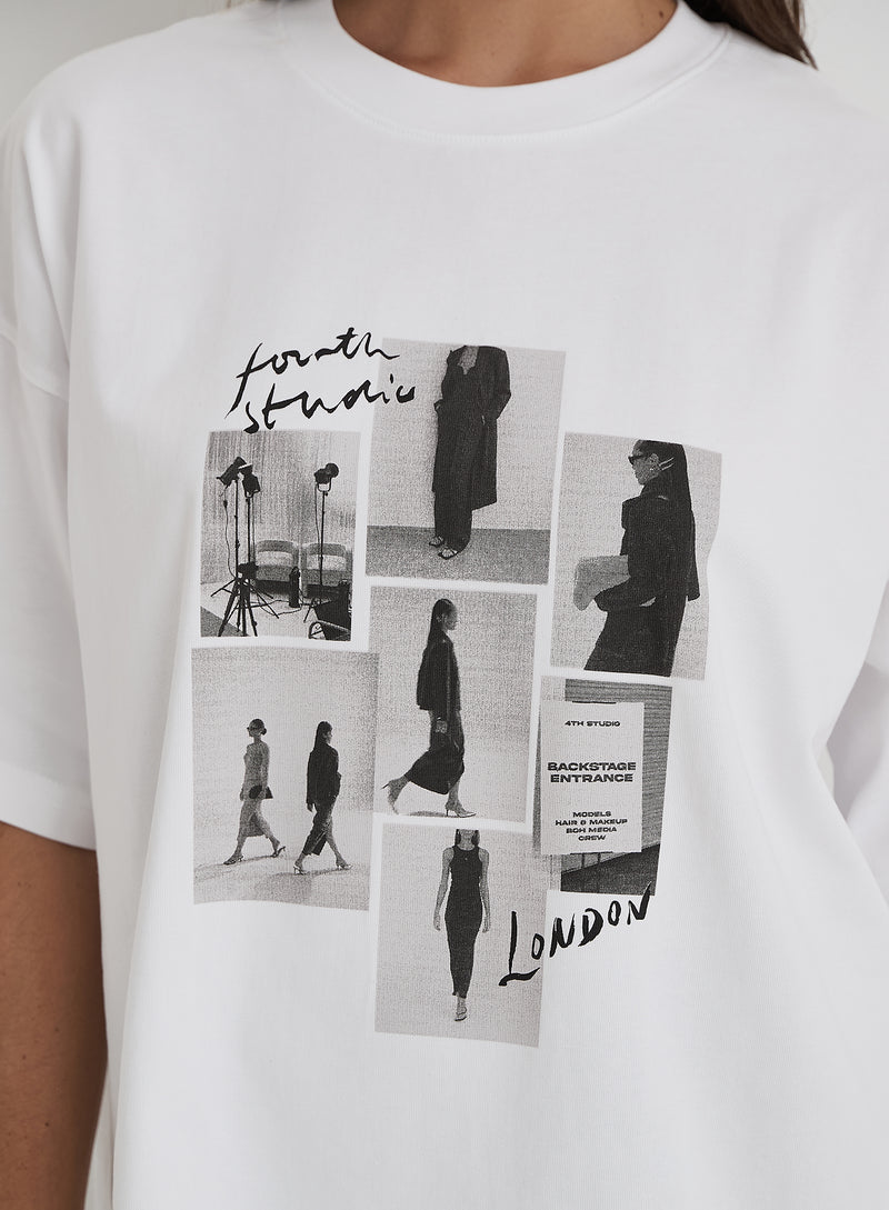 White Catwalk Polaroid Graphic T-Shirt- Bruni