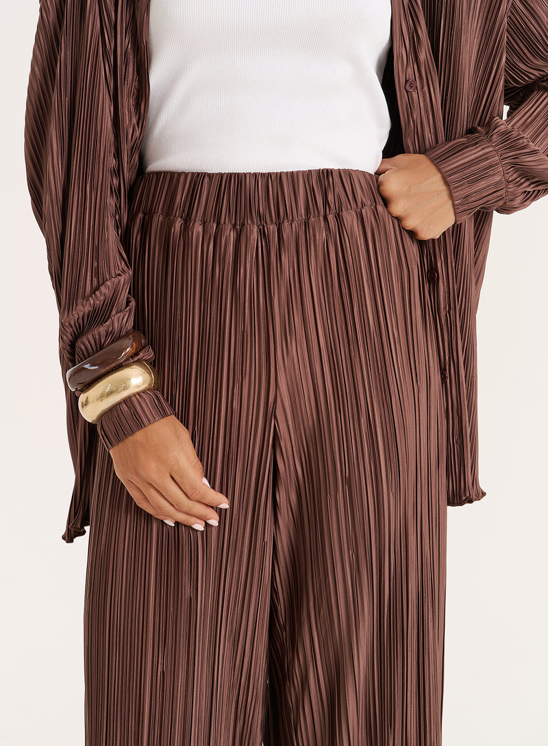 Chocolate Plisse Trouser- Palais