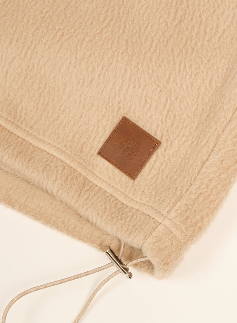 Beige Fleece Toggle Hem Collared Zip Sweatshirt